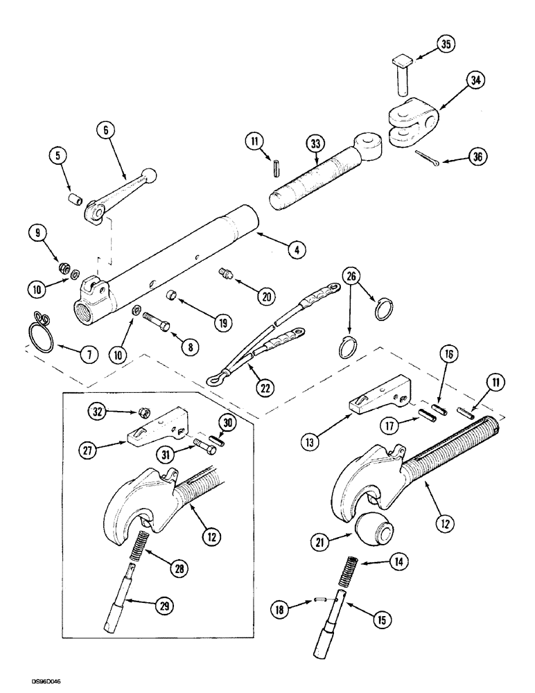 Схема запчастей Case IH 5150 - (9G-012) - HITCH TOP LINK WITH CLAW END, C.B.M., (CAT 2), WITH SWIVEL (09) - CHASSIS/ATTACHMENTS