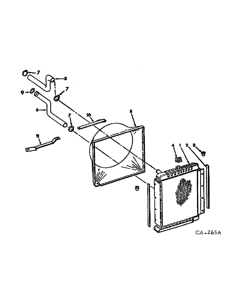 Схема запчастей Case IH 815 - (A-04) - CHASSIS, RADIATOR AND SHEET METAL, RADIATOR AND CONNECTIONS, COMBINE WITH D-407 ENGINES Chassis, Radiator & Sheet Metal