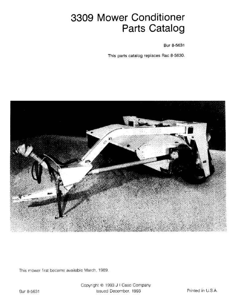 Схема запчастей Case IH 3309 - (1-1) - 3309 MOWER CONDITIONER, PARTS CATALOG (00) - PICTORIAL INDEX