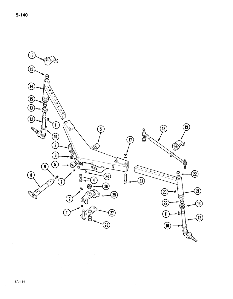 Схема запчастей Case IH 385 - (5-140) - SWEPT BACK FRONT AXLE, ADJUSTABLE, 48 TO 80 INCH TREAD (05) - STEERING