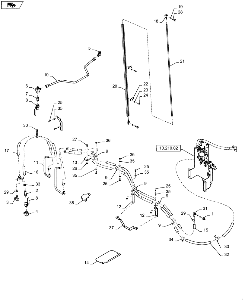 Схема запчастей Case IH STEIGER 400 - (10.214.01[02]) - FUEL LINES - STEIGER 400- 450 (10) - ENGINE