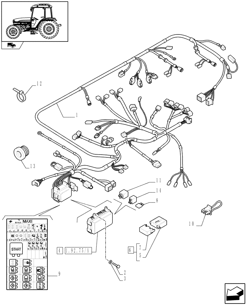 Схема запчастей Case IH FARMALL 95C - (1.92.75/02[02]) - 4WD ELECTROHYDRAULIC COUPLING FOR MDC - ELECTRIC CONTROLS - W/CAB (VAR.330307-333307) (10) - OPERATORS PLATFORM/CAB