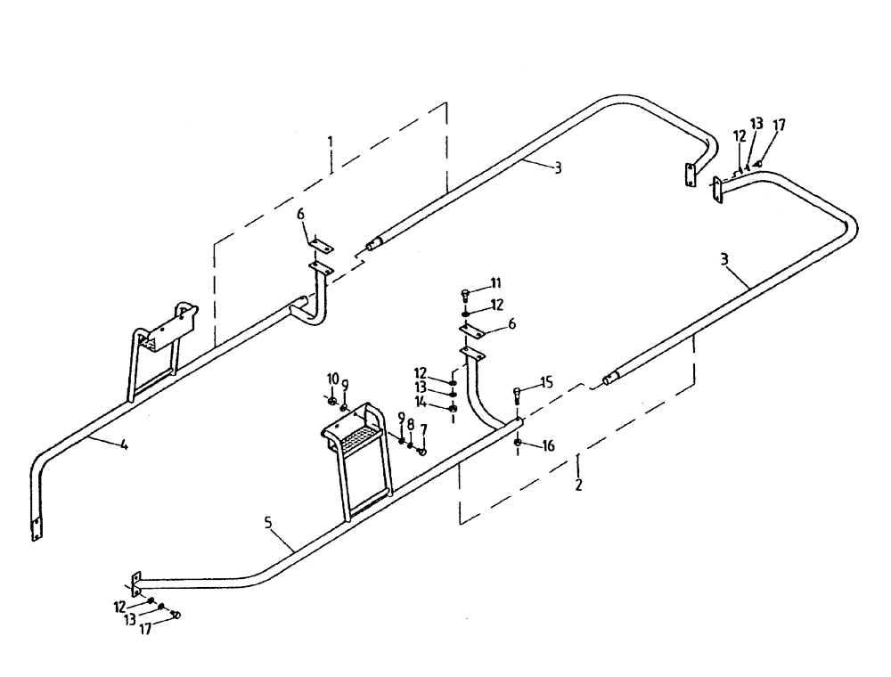 Схема запчастей Case IH 7000 - (A01-05) - GUARDRAILS (7000) Mainframe & Functioning Components