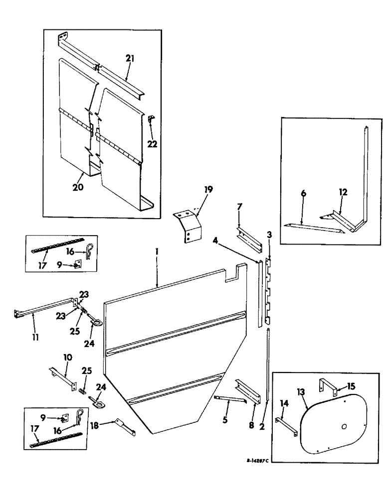 Схема запчастей Case IH 403 - (054) - SEPARATOR SHIELDS, LH, SERIAL NO. 7224 AND ABOVE (90) - PLATFORM, CAB, BODYWORK AND DECALS