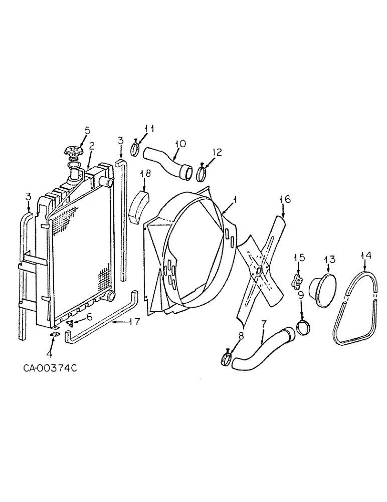 Схема запчастей Case IH 464 - (06-02) - COOLING, RADIATOR AND CONNECTIONS Cooling