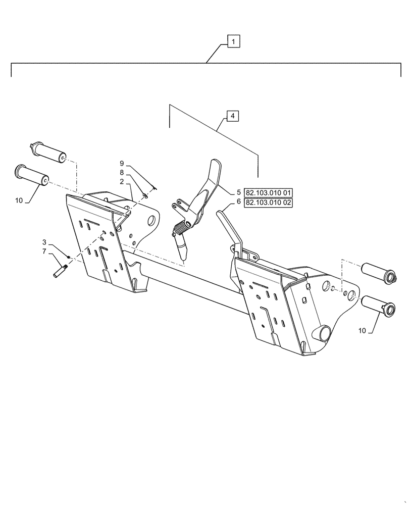 Схема запчастей Case IH L745 - (82.102.010) - TOOL CARRIER (82) - FRONT LOADER & BUCKET