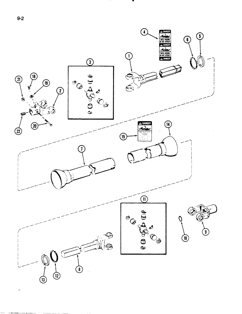 Схема запчастей Case IH 60RS - (9-002) - PTO DRIVE SHAFT, 60RS MOWER (03) - CHASSIS/MOUNTED EQUIPMENT