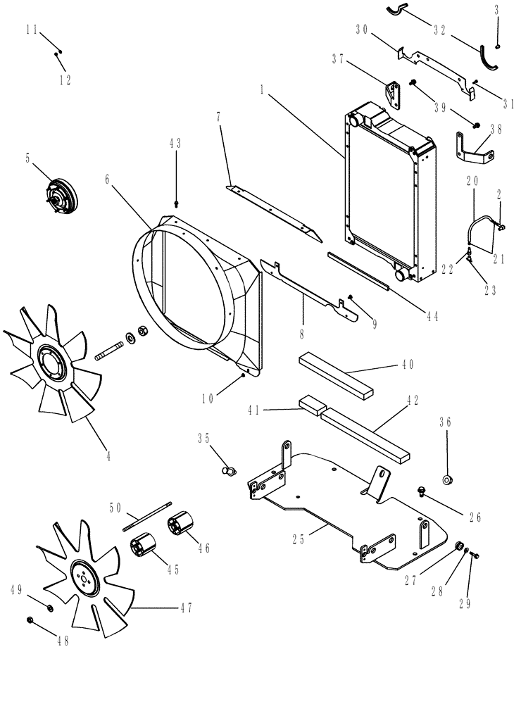 Схема запчастей Case IH MX270 - (02-01) - RADIATOR AND FAN SHROUD (02) - ENGINE