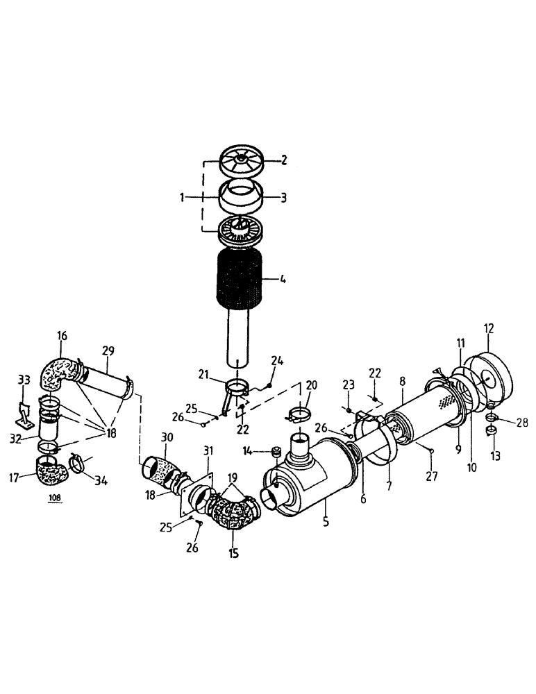 Схема запчастей Case IH 7000 - (C03-10) - AIR CLEANER, 108 Engine & Engine Attachments