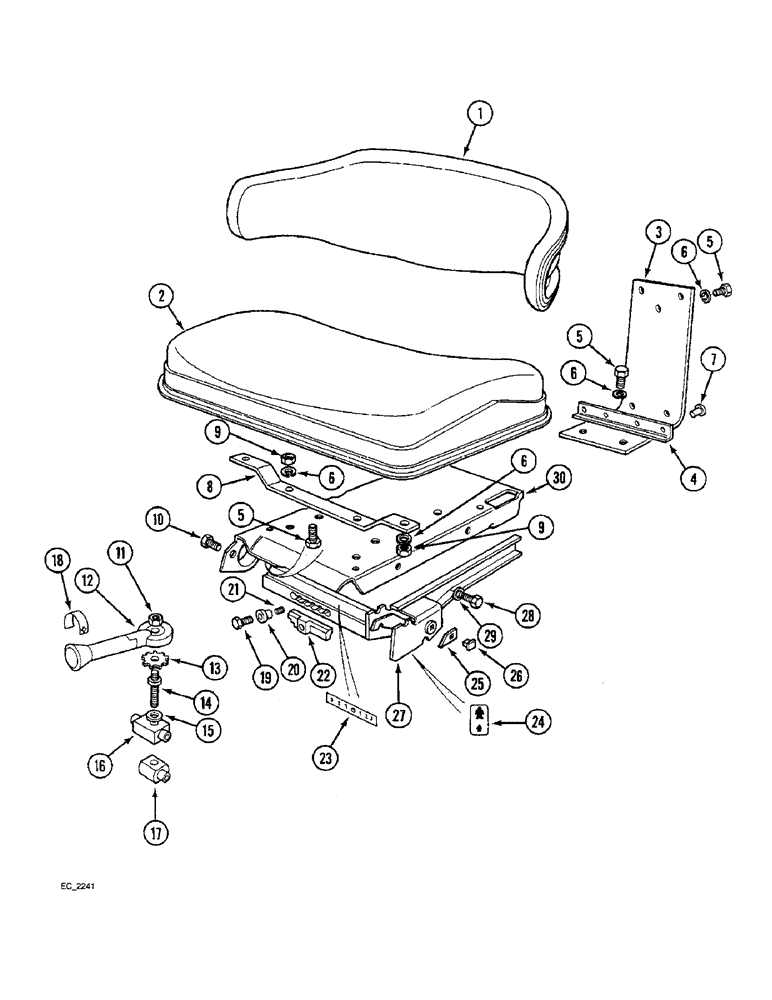 Схема запчастей Case IH 4230 - (9-080) - SUSPENSION SEAT, TRACTOR WITHOUT CAB (09) - CHASSIS/ATTACHMENTS