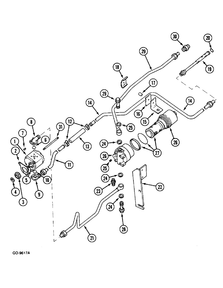 Схема запчастей Case IH 733 - (8-504) - HYDRAULIC PUMP, OIL LINES, PRESSURE OIL FILTER (08) - HYDRAULICS