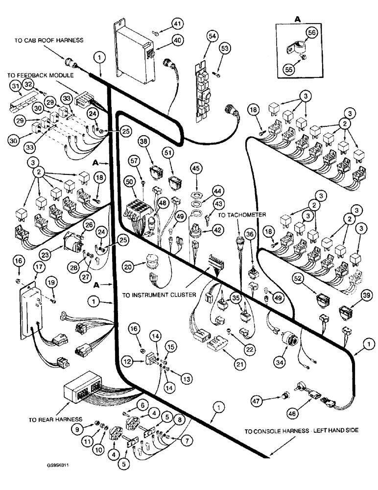 Схема запчастей Case IH 2055 - (4-08) - CONSOLE HARNESS, RIGHT-HAND SIDE (06) - ELECTRICAL SYSTEMS
