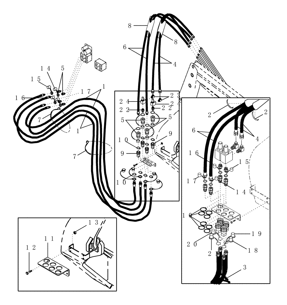Схема запчастей Case IH LX192 - (88.035.02) - HYDRAULICS - MECHANICAL SELF LEVELING (MSL) HOSE KIT (88) - ACCESSORIES