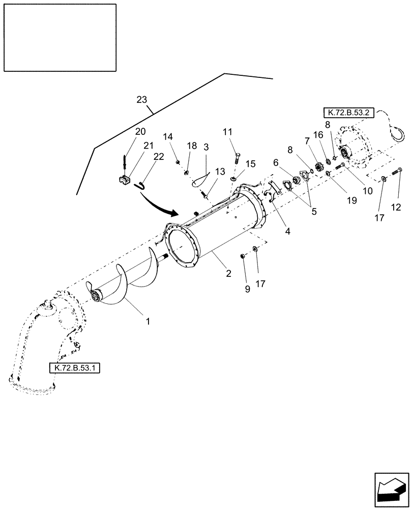 Схема запчастей Case IH AFX8010 - (K.72.B.53[3]) - UNLOADING AUGER EXTENSION, 0.9 M[3 FT] K - Crop Processing