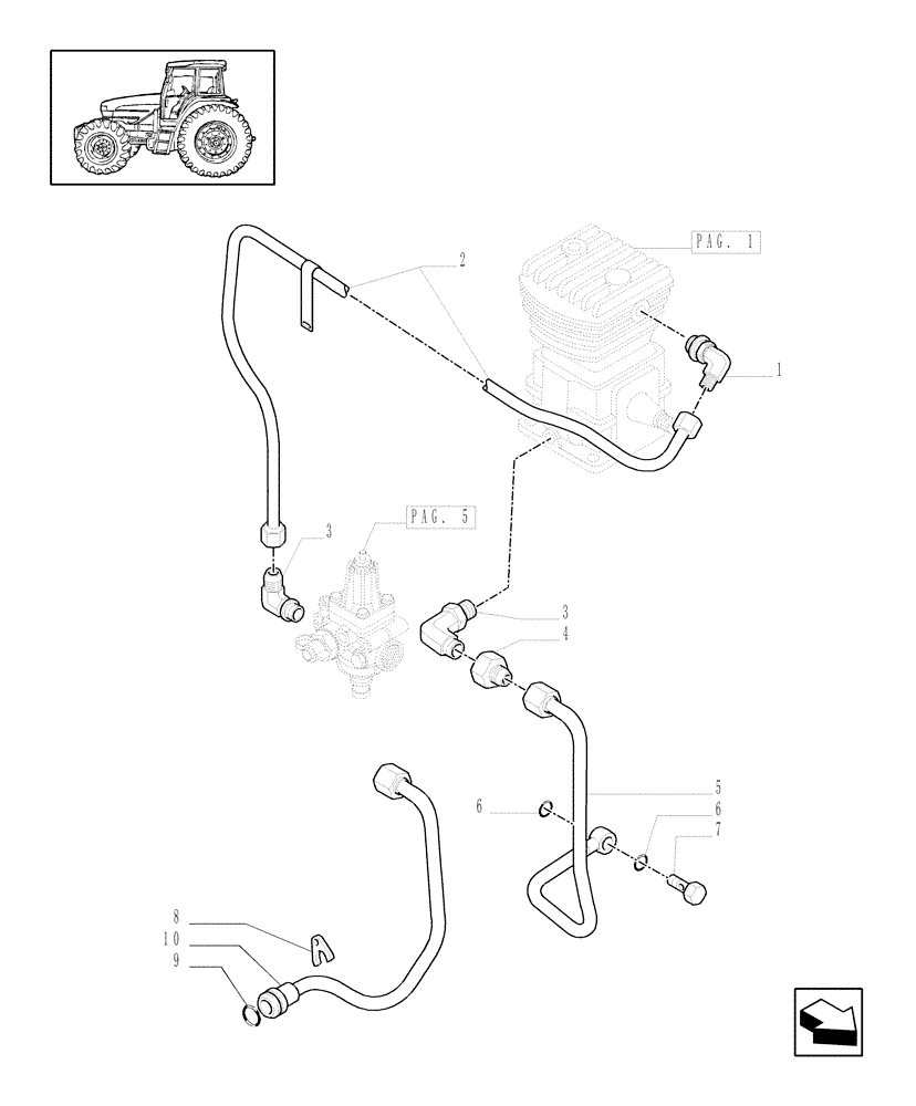 Схема запчастей Case IH MXM120 - (1.68.6[04]) - (VAR.178) TRAILER AIR BRAKE UK - PIPES (05) - REAR AXLE