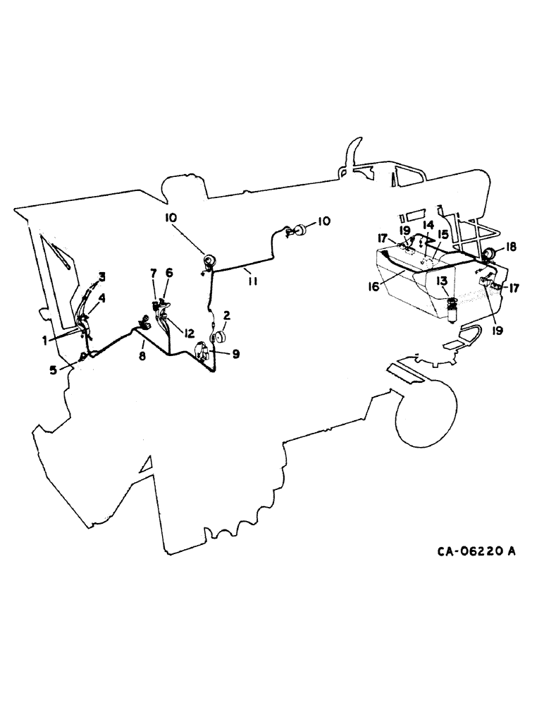 Схема запчастей Case IH 1440 - (08-08) - ELECTRICAL, WIRING DIAGRAM, LEFT TURN, GRAIN,TANK,UNLOADER,REAR LIGHTS & FUEL PUMP,S/N 20000 & BELOW (06) - ELECTRICAL
