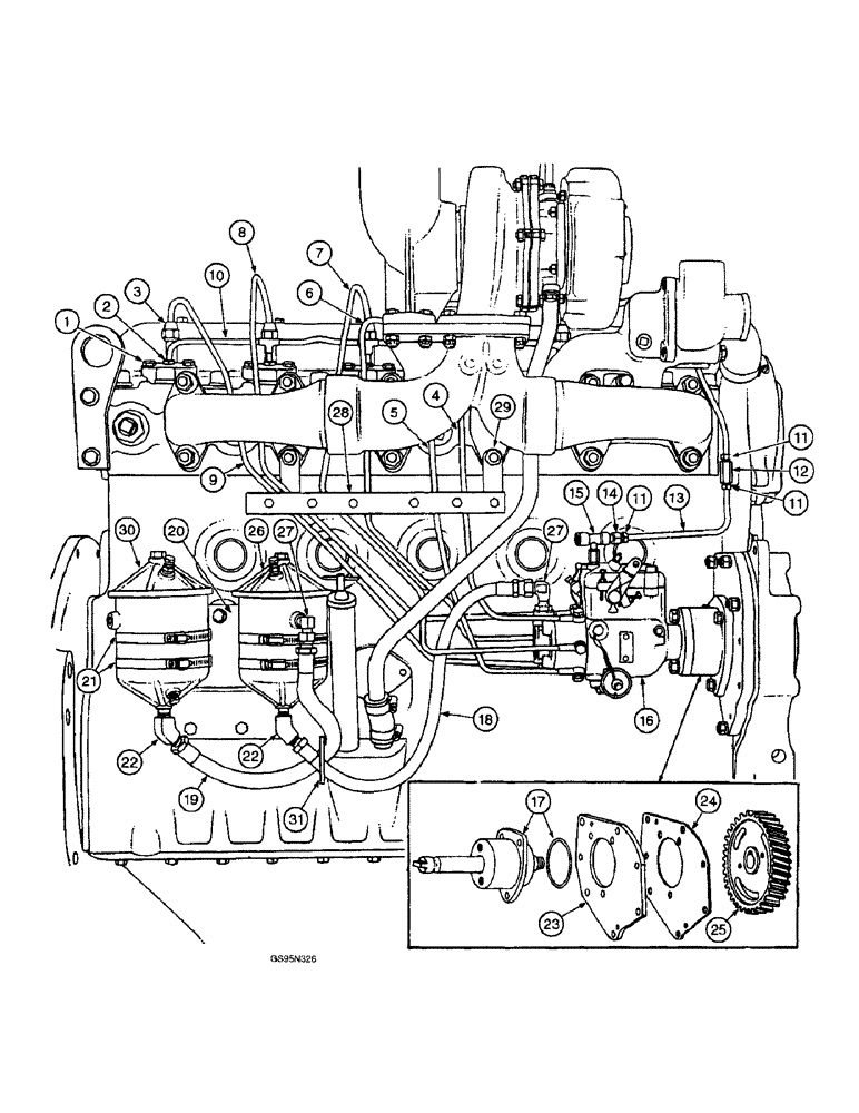 Схема запчастей Case IH D-361 - (8-42) - FUEL INJECTION PUMP AND CONNECTIONS, 1206 AND 21206 TRACTORS 