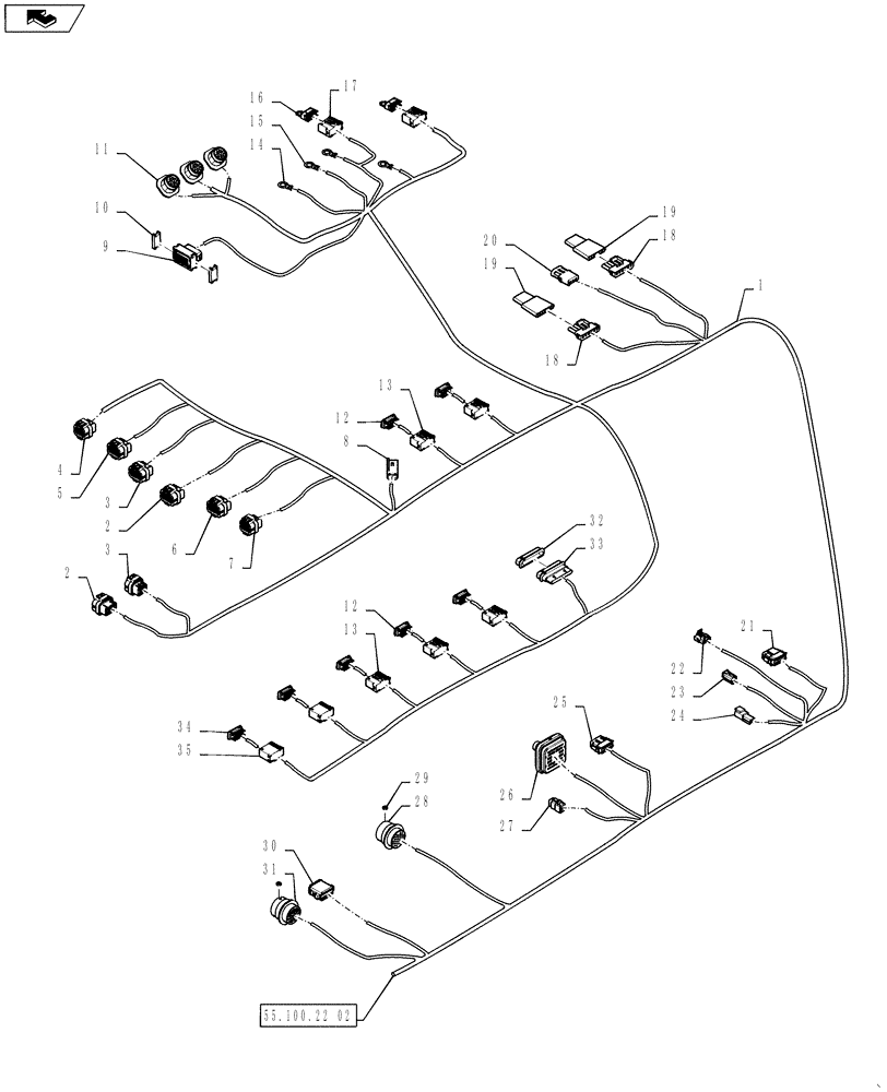 Схема запчастей Case IH STEIGER 600 - (55.100.22[01]) - HARNESS - MAIN CAB - NORTH AMERICA (55) - ELECTRICAL SYSTEMS