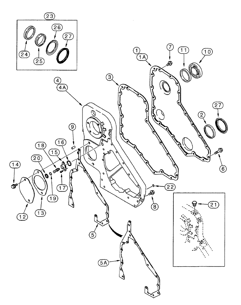 Схема запчастей Case IH 7250 - (2-028) - FRONT GEAR COVER, 6T-830 AND 6TA-830 ENGINE, PRIOR TO TRACTOR P.I.N. JJA0064978 (02) - ENGINE