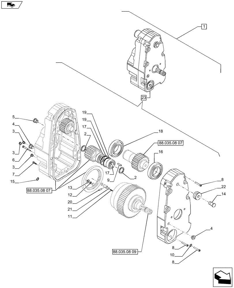 Схема запчастей Case IH PUMA 215 - (88.035.08[08]) - DIA KIT - FRONT HPL FOR ELECTRONIC REMOTES WITH PTO, LESS AUX. COUPLERS - GEARBOX - BREAKDOWN (88) - ACCESSORIES