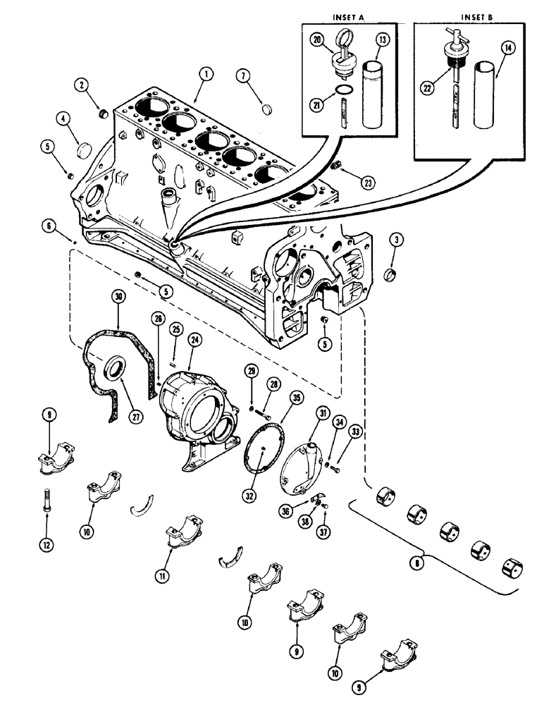 Схема запчастей Case IH 930-SERIES - (033A) - CYLINDER BLOCK ASSEMBLY, (377) SPARK IGNITION ENGINE, USED PRIOR TO ENGINE SERIAL NUMBER 2174169 (02) - ENGINE