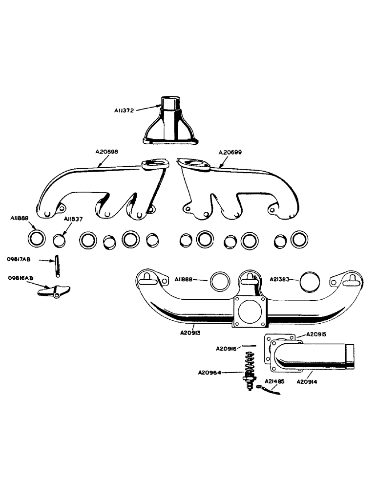 Схема запчастей Case IH 930 - (2-013) - DIESEL ENGINE, INTAKE AND EXHAUST MANIFOLD, SEE PAGE 4 OF SUPPLEMENT (02) - ENGINE