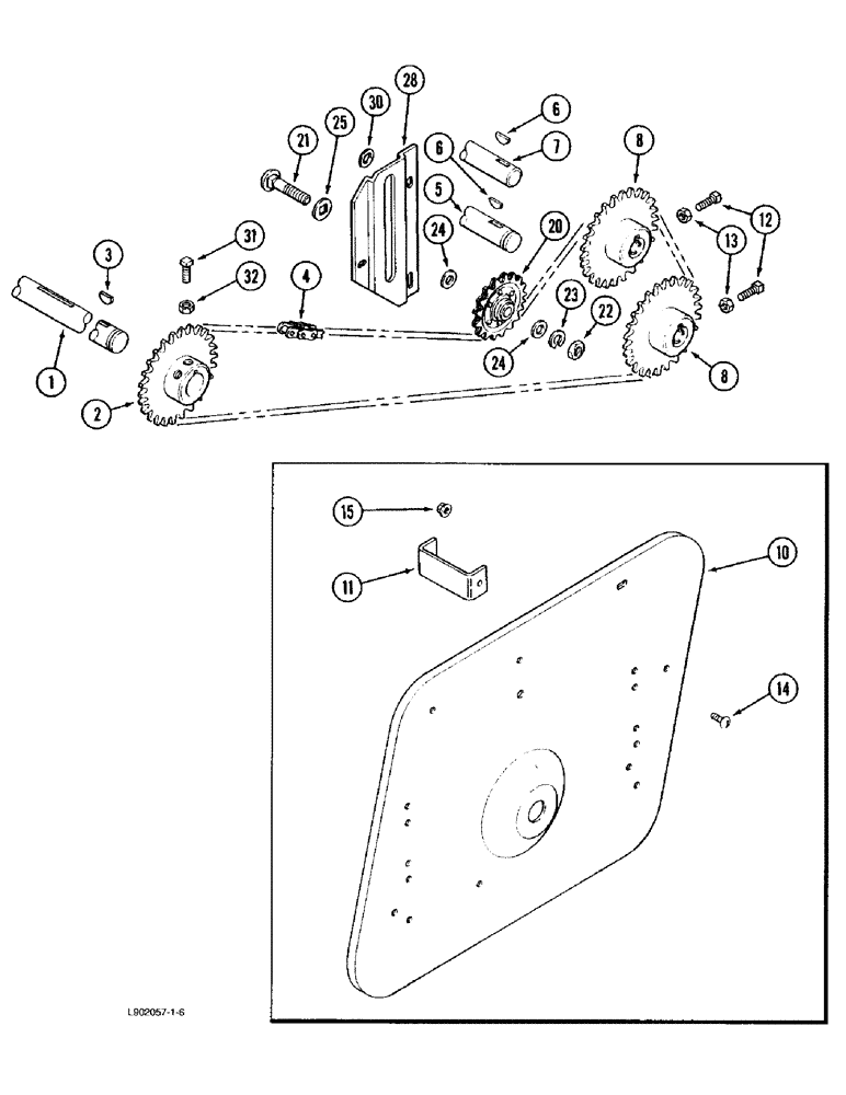 Схема запчастей Case IH 1670 - (9D-22) - TAILINGS ELEVATOR DRIVE (16) - GRAIN ELEVATORS & AUGERS