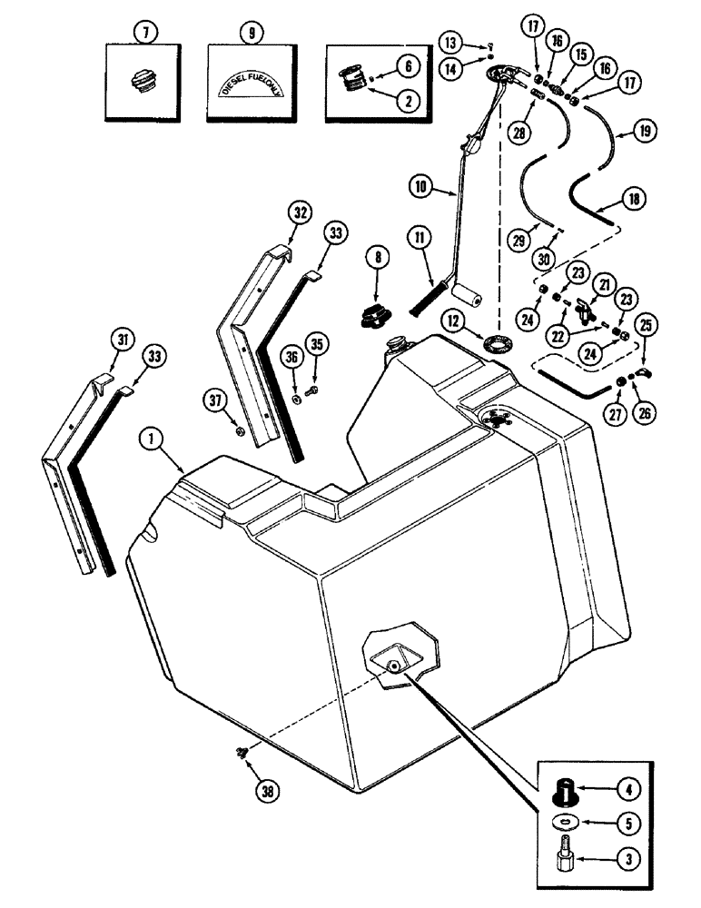 Схема запчастей Case IH 3294 - (3-060) - FUEL TANK AND LINES, 504BDT DIESEL ENGINE (03) - FUEL SYSTEM