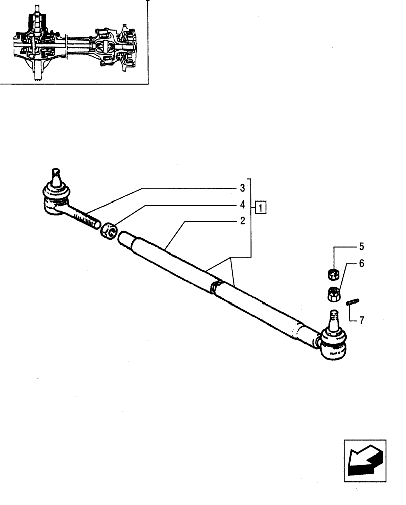 Схема запчастей Case IH JX75 - (1.40.0/04[01]) - FRONT AXLE - TIE-ROD (04) - FRONT AXLE & STEERING