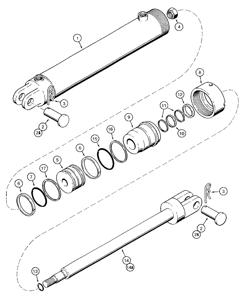 Схема запчастей Case IH 485 - (8-10) - TRANSPORT LIFT CYLINDERS, 71958C91 AND 387351R93, NON-THREADED GLAND WITH THREADED RETAINER TYPE (08) - HYDRAULICS