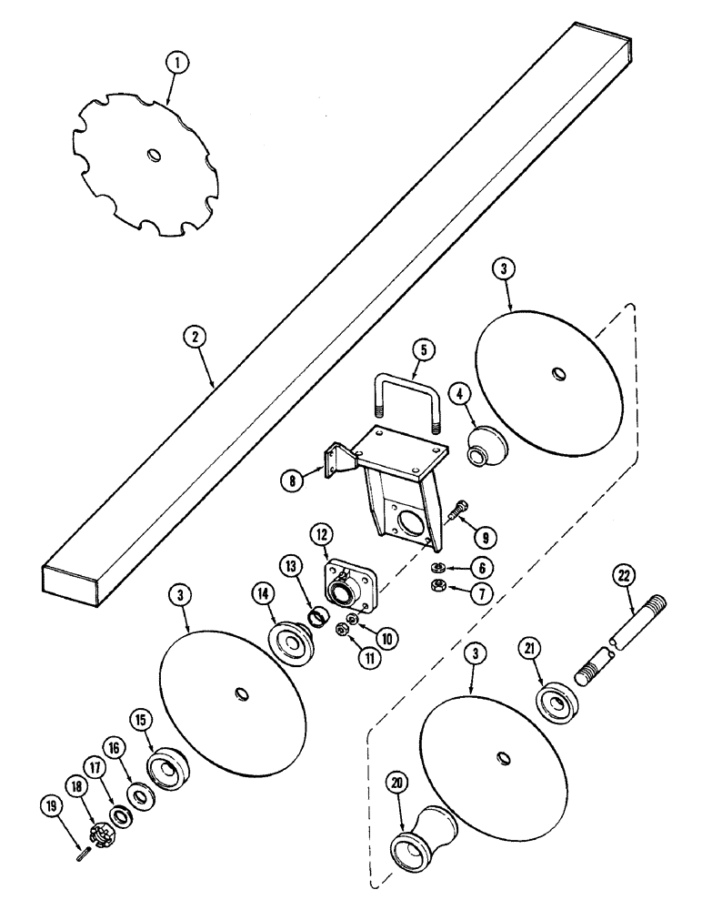 Схема запчастей Case IH RPW - (070) - FRONT GANG - 9 INCH (228.6 MM) SPACING, WITH EXTRA BEARING STAND 12 FOOT (3.7M) CUT 