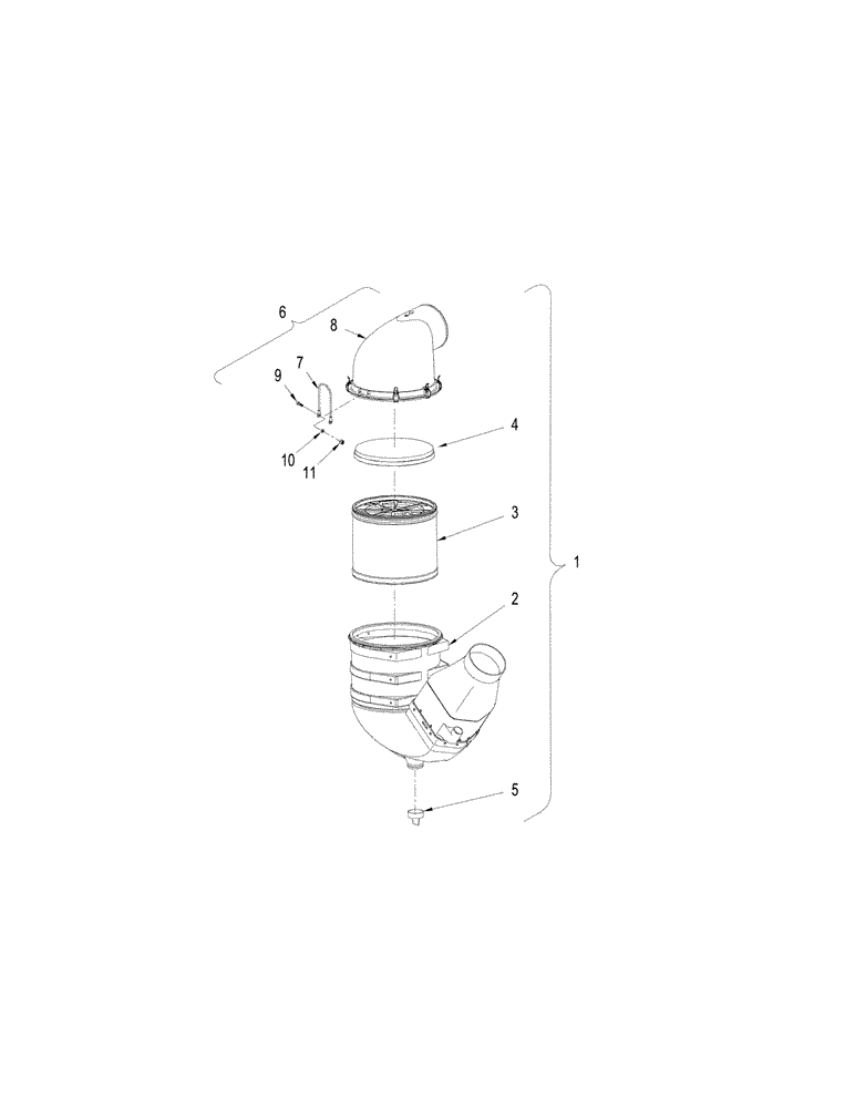 Схема запчастей Case IH STEIGER 535 - (02-11) - AIR CLEANER ASSEMBLY (02) - ENGINE