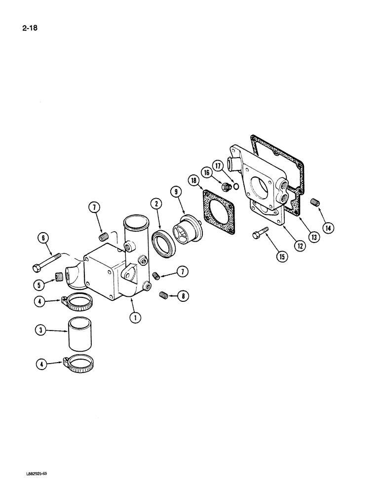 Схема запчастей Case IH STEIGER - (2-018) - THERMOSTAT HOUSING, L-10 ENGINE (02) - ENGINE
