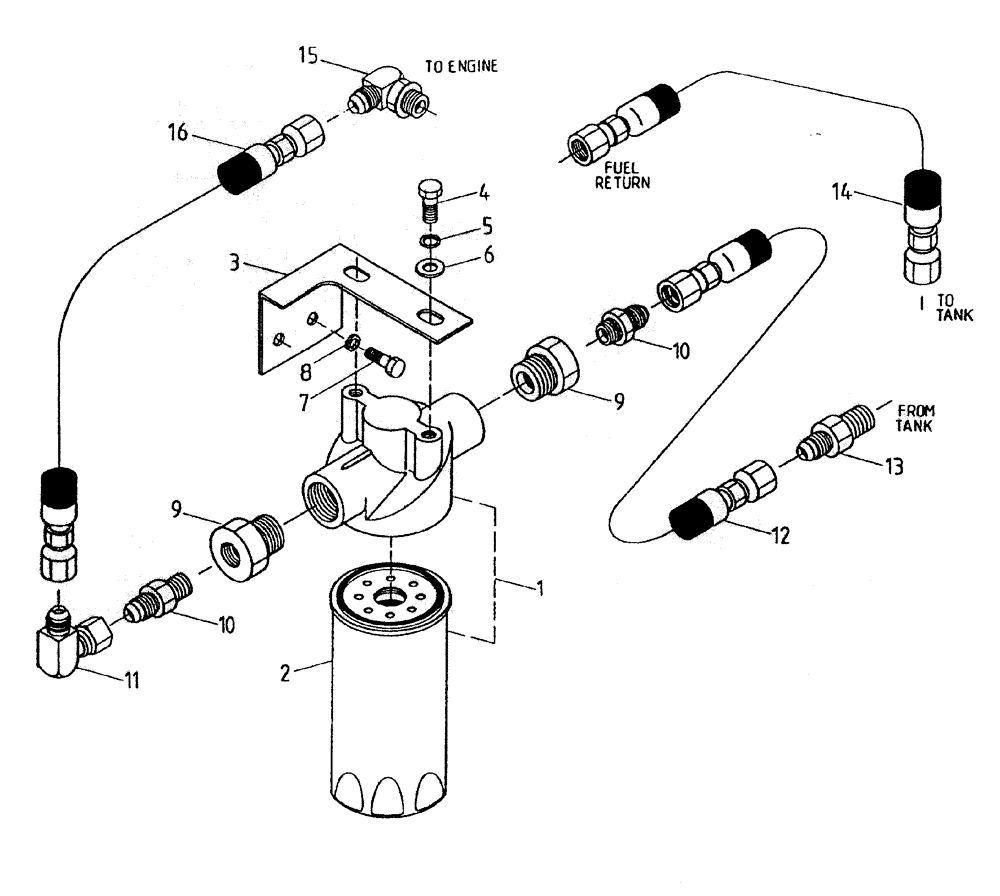 Схема запчастей Case IH 7700 - (C01-90) - WATER SEPARATOR AND FUEL LINES (L10), UP TO AND INCLUDING #7907 Engine & Engine Attachments