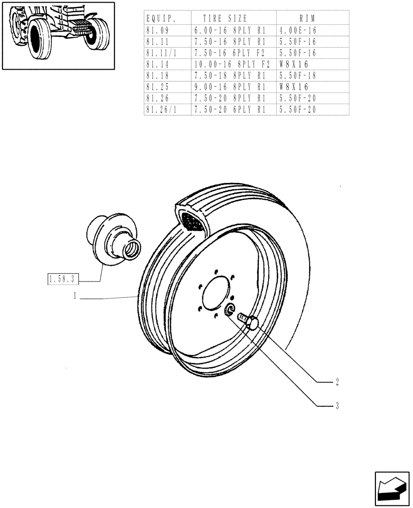 Схема запчастей Case IH JX75 - (81.00) - 2WD FRONT WHEELS (11) - WHEELS/TRACKS