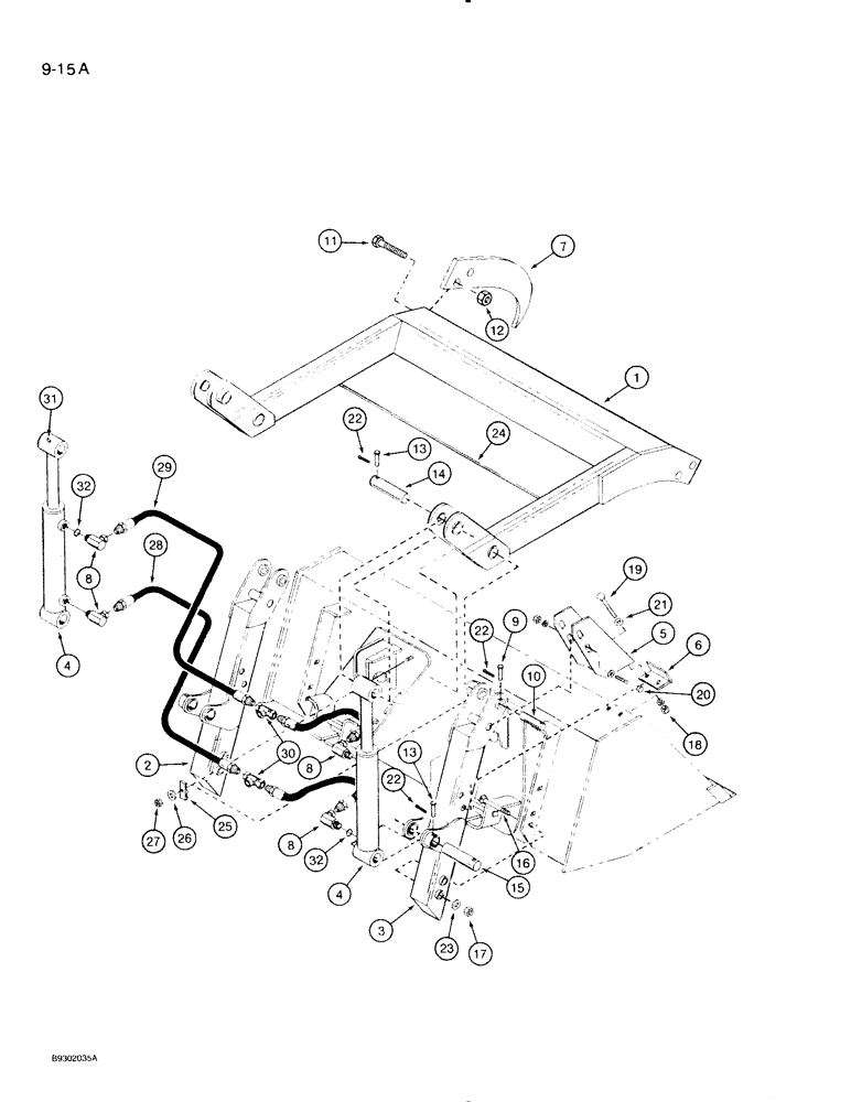 Схема запчастей Case IH 710 - (9-15A) - GRAPPLE, FOUR TINE, FOR HIGH BACK BUCKETS, P.I.N. CJA0001736 AND AFTER (09) - CHASSIS/ATTACHMENTS