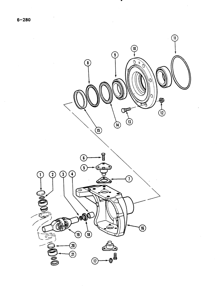 Схема запчастей Case IH 485 - (6-280) - STEERING KNUCKLE, 4 WHEEL DRIVE, MFD AXLES APL-330 AND APL-325, P.I.N. 18001 AND AFTER (06) - POWER TRAIN