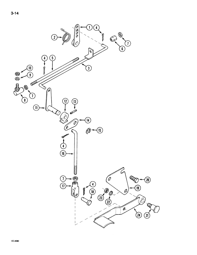 Схема запчастей Case IH 395 - (3-014) - FOOT ACCELERATOR (03) - FUEL SYSTEM