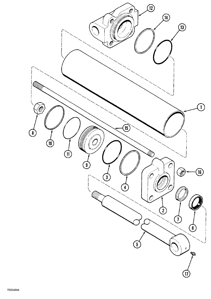 Схема запчастей Case IH 1820 - (08-006) - HYDRAULIC CYLINDER, 3-1/2" ID X 16" STROKE 