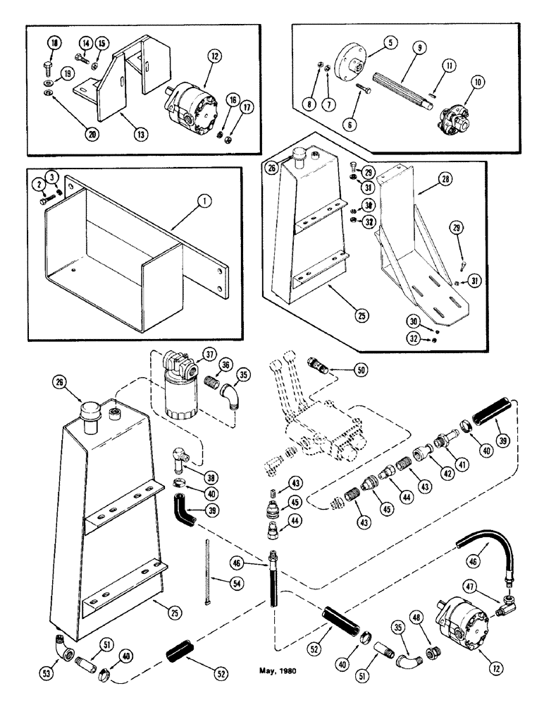 Схема запчастей Case IH 65 - (44) - HYDRAULIC KIT, FRONT MOUNTED, 13 GALLON PER MINUTE PUMP, 990 & 995 2WD TRACTORS, USED 1978 & BEFORE (35) - HYDRAULIC SYSTEMS