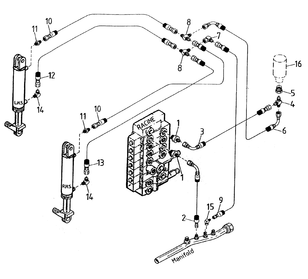 Схема запчастей Case IH 7700 - (B06-35) - HYDRAULIC CIRCUIT (BASECUTTER LIFT 7700), UP TO AND Hydraulic Components & Circuits