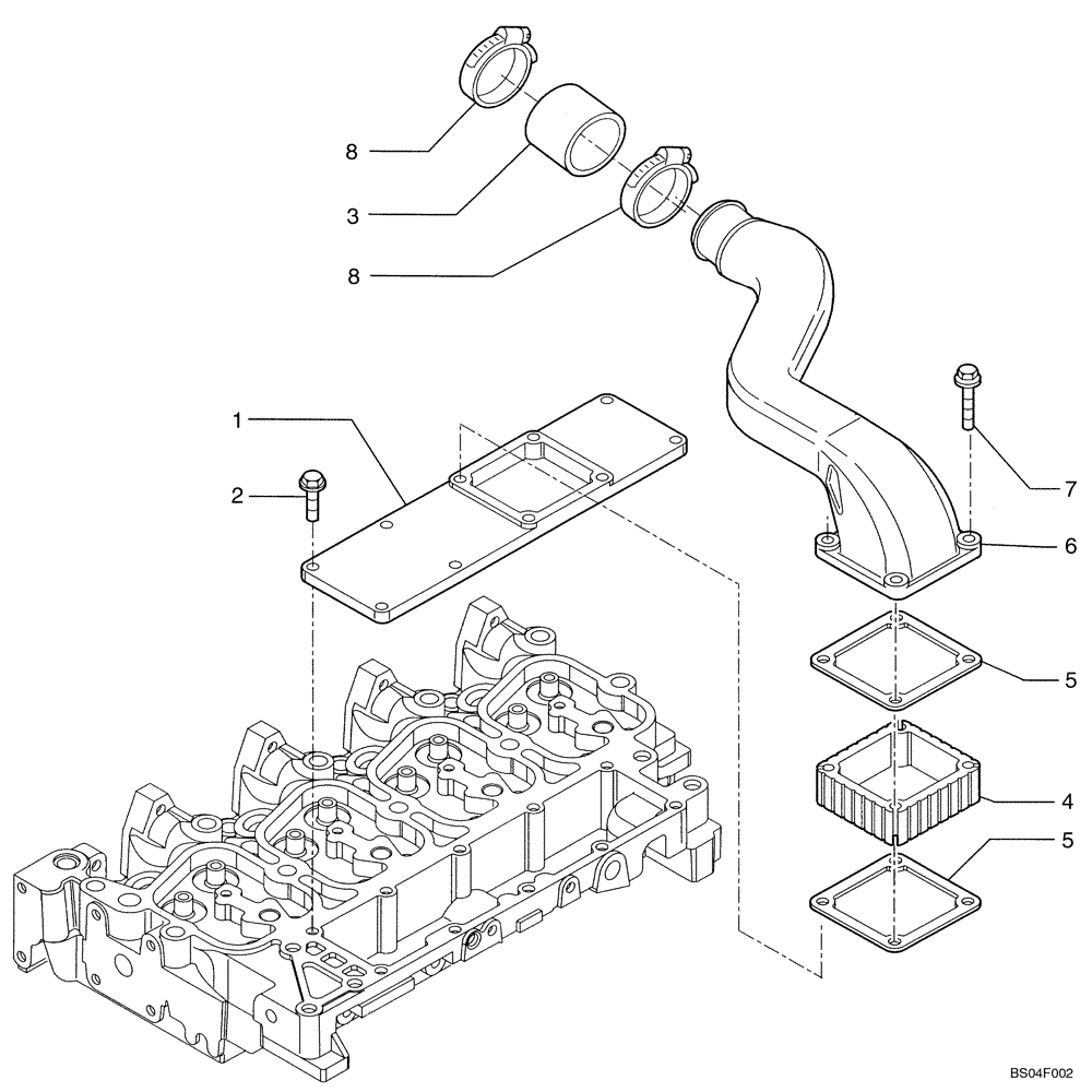 Схема запчастей Case IH 450CT - (02-19) - MANIFOLD - INTAKE (02) - ENGINE