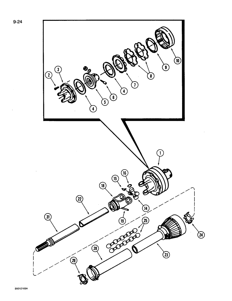 Схема запчастей Case IH 3309 - (9-24) - REAR DRIVE SHAFT, ALL MACHINES BEFORE P.I.N. CCB0002351 EXCEPT P.I.N. CCB0002154 (03) - CHASSIS/MOUNTED EQUIPMENT