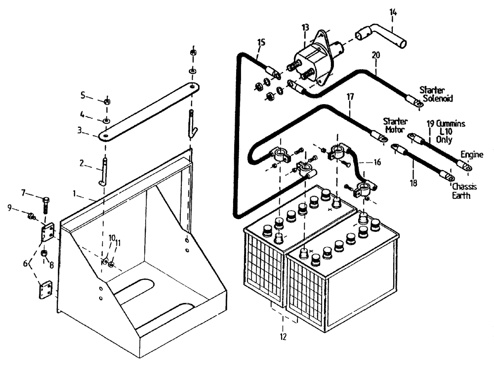 Схема запчастей Case IH 7700 - (A06[00A]) - BATTERY Mainframe & Functioning Components