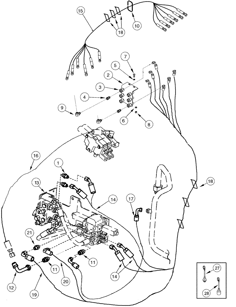 Схема запчастей Case IH L405 - (08-31) - HYDRAULICS EXTERNAL VALVE 3 Function - CX50 - CX60 With Self Leveling (08) - HYDRAULICS