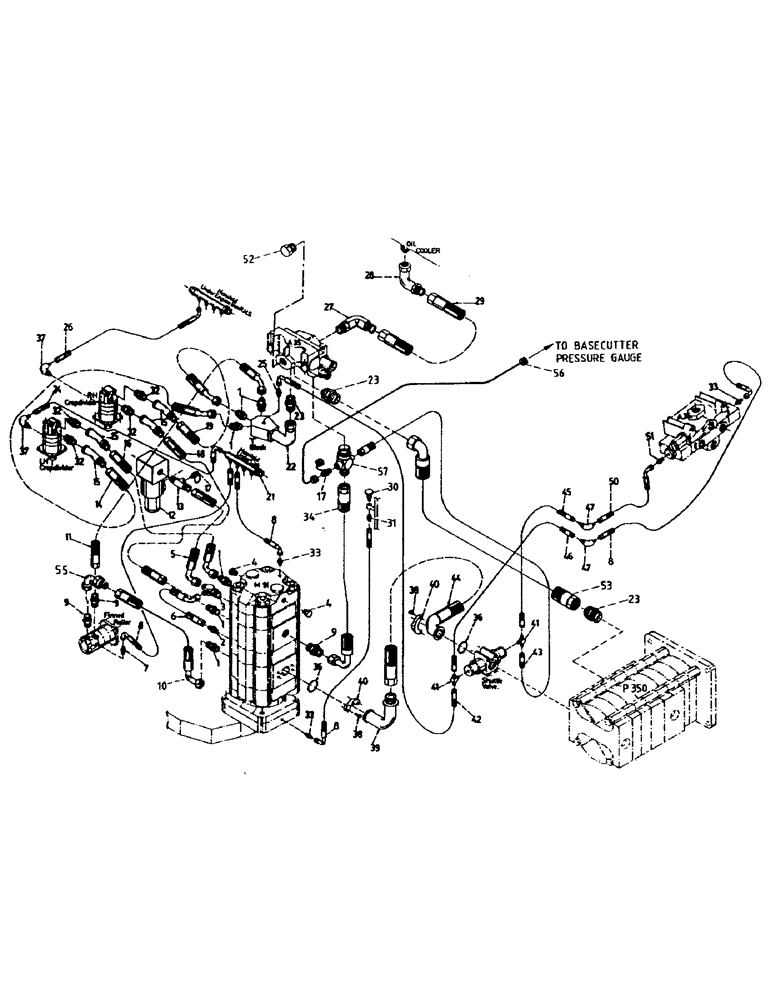 Схема запчастей Case IH 7700 - (B05-21) - HYDRAULICS, CIRCUIT, BASECUTTER W/O POWER KNOCKDOWN Hydraulic Components & Circuits