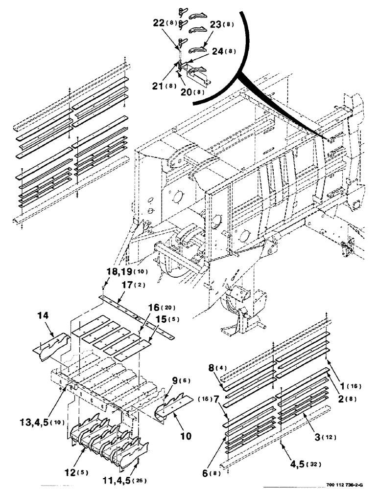 Схема запчастей Case IH 8590 - (07-02) - PLUNGER RAILS, KNIVES AND HAY DOGS ASSEMBLY (12) - MAIN FRAME