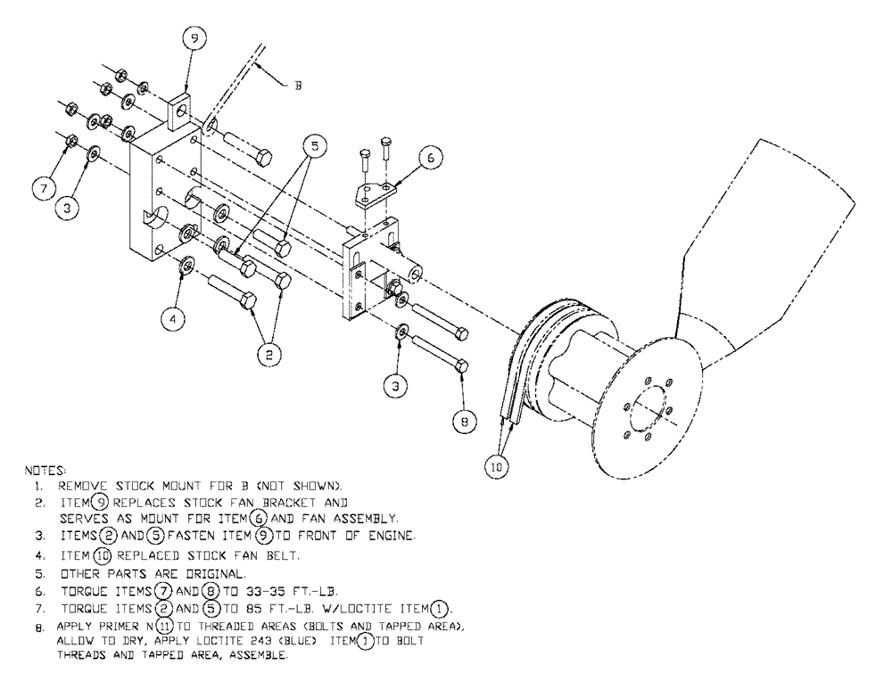 Схема запчастей Case IH FLX3330B - (02-035) - FAN MOUNTING (FLX3300B CAT ENGINE & FLX3330B) (01) - ENGINE
