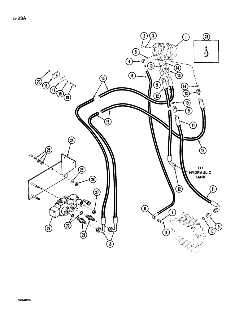 Схема запчастей Case IH 9250 - (5-023A) - STEERING SYSTEM HYDRAULICS, STEERING CONTROL VALVE TO STEERING SELECTOR VALVE (05) - STEERING