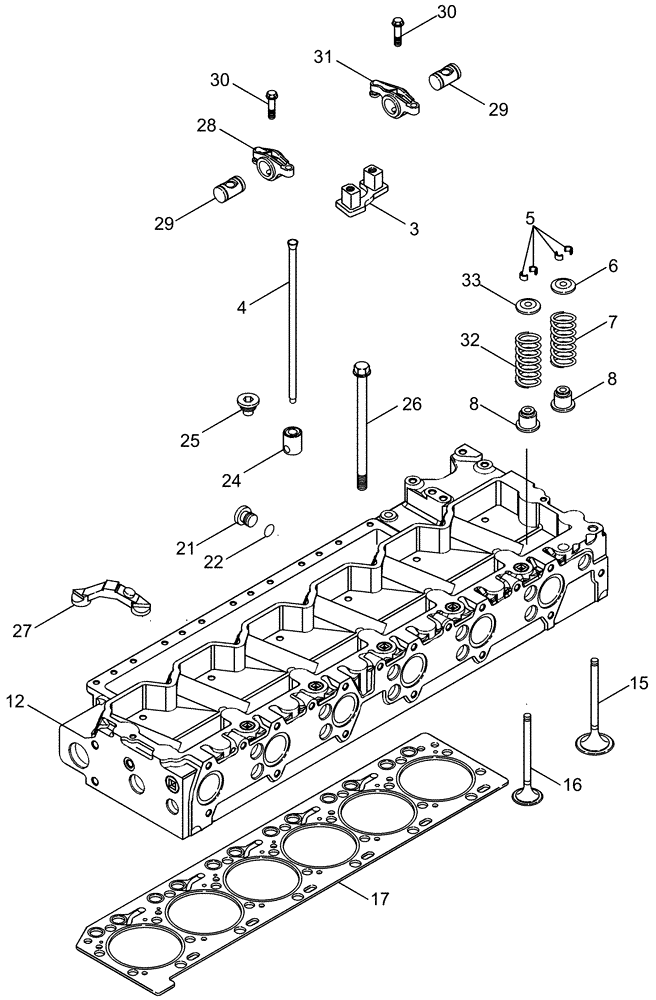 Схема запчастей Case IH FLX3020 - (02-09) - CYLINDER HEAD - VALVE MECHANISM (01) - ENGINE